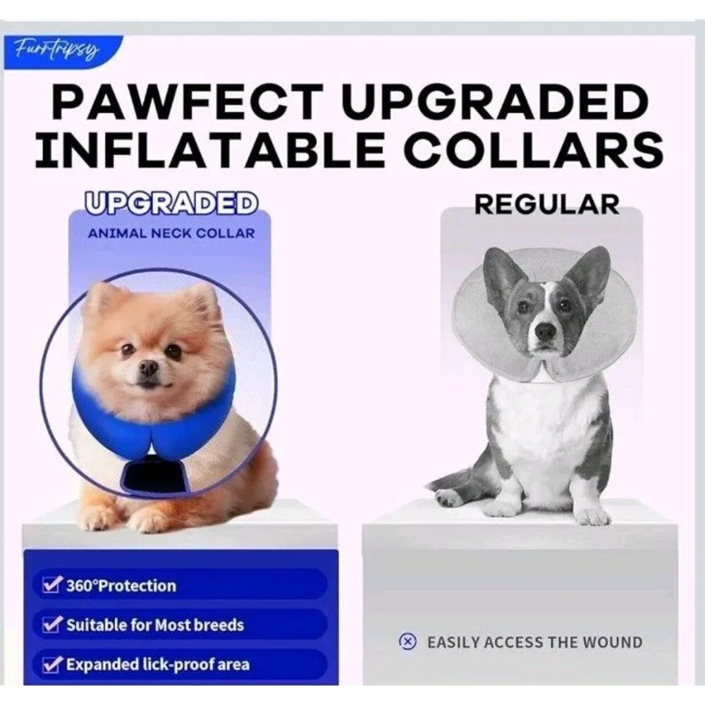 Inflatable Pet Cone Collar Dogs & Cats - Size XL - Post Surgery, Rashes, Injury